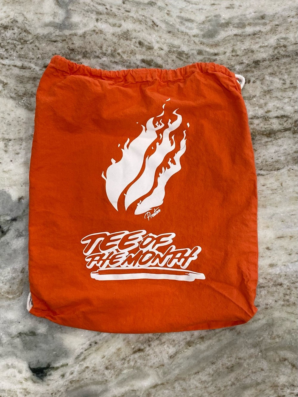Preston PLAYZ Orange Drawstring gaming bag with Flame Logo